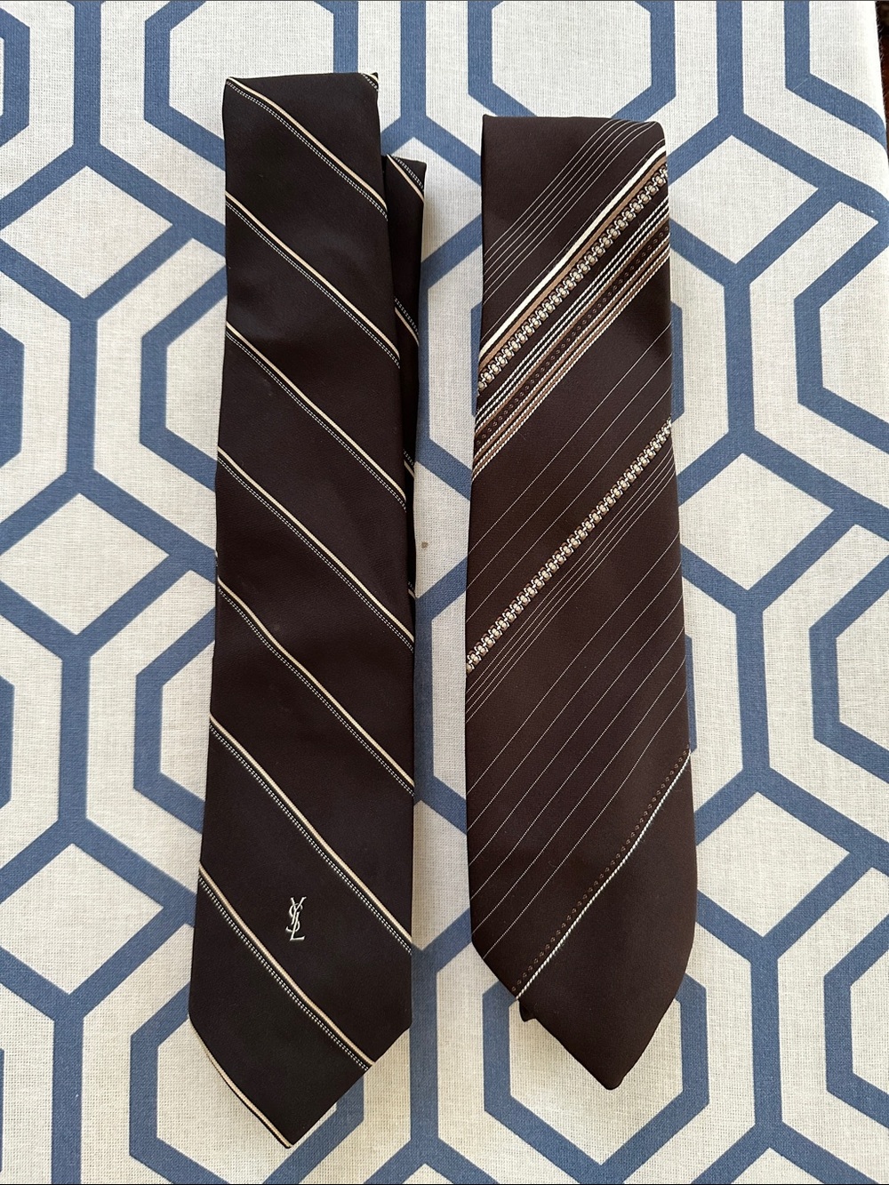 Two vintage ties, brown, striped